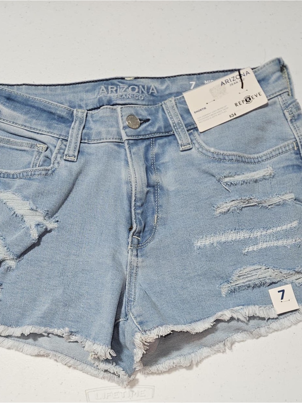 Arizona Jean Company Light Blue Distressed Denim Cutoff Shorts